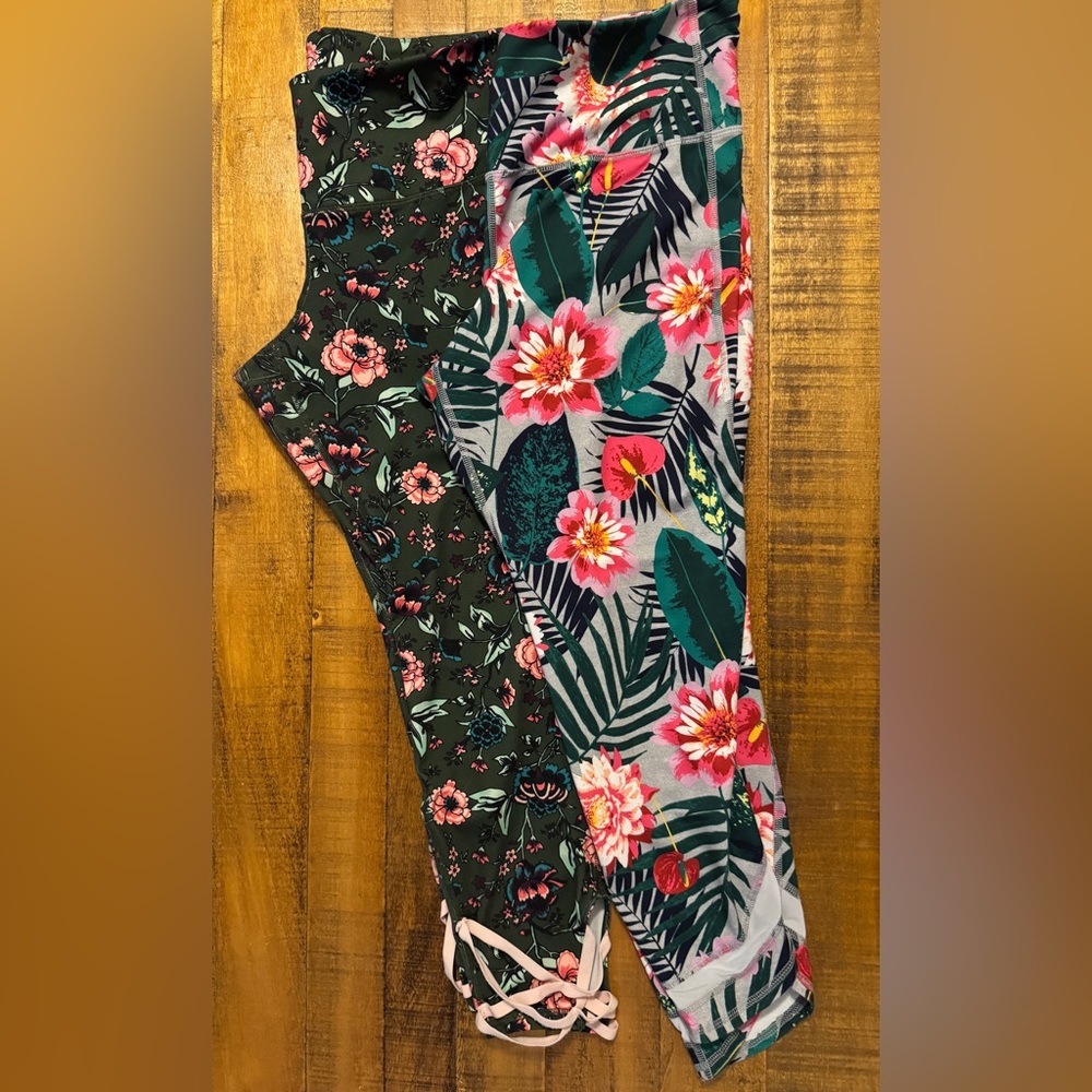 Old Navy Active Floral Leggings - Pink and Green